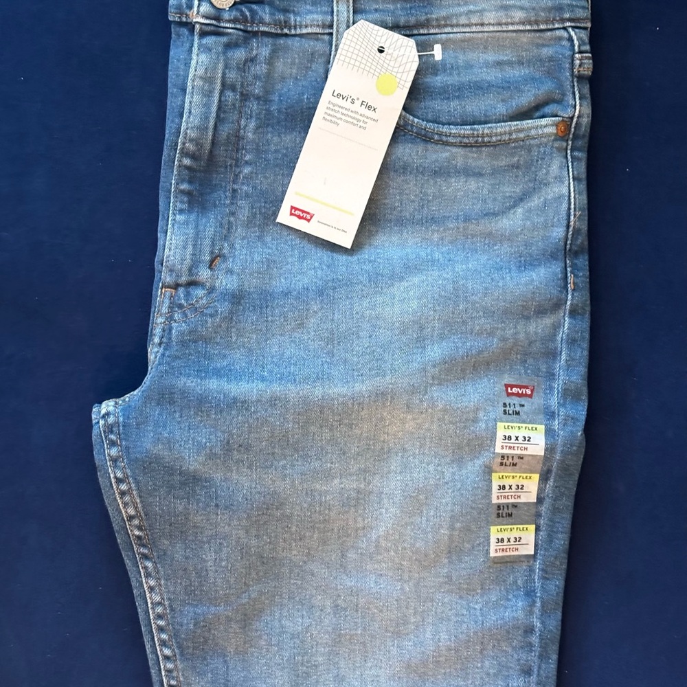Levi’s 511 Slim Fit Men’s Jeans 38x32 Light Wash Levi’s Flex Stretch Denim NWT
